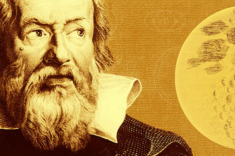 Imagen de Galileo observando un astro